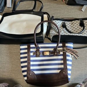 Lot of 3 large purses, striped purse is a concealed carry purse